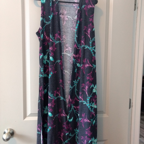 LuLaRoe Jackets & Blazers - Purple/black floral LuLaRoe "Joy" long vest